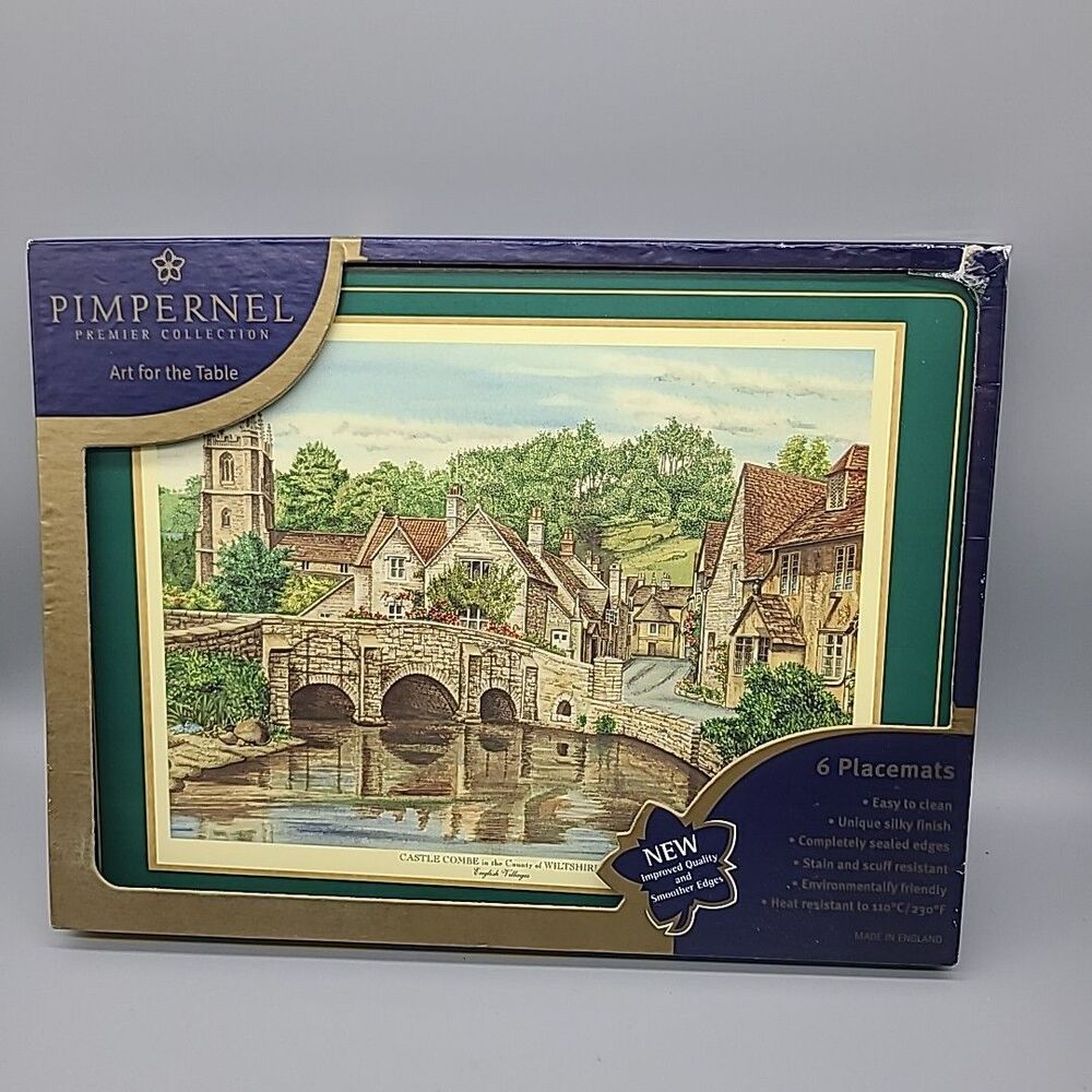 6 London Scenes Navy Pimpernel Corkback Placemats Artist John Marshall NIB